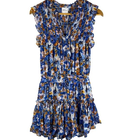 Misa Los Angles Alia Smocked Dress in Blue Pansy Size‎ XS - Picture 6 of 12